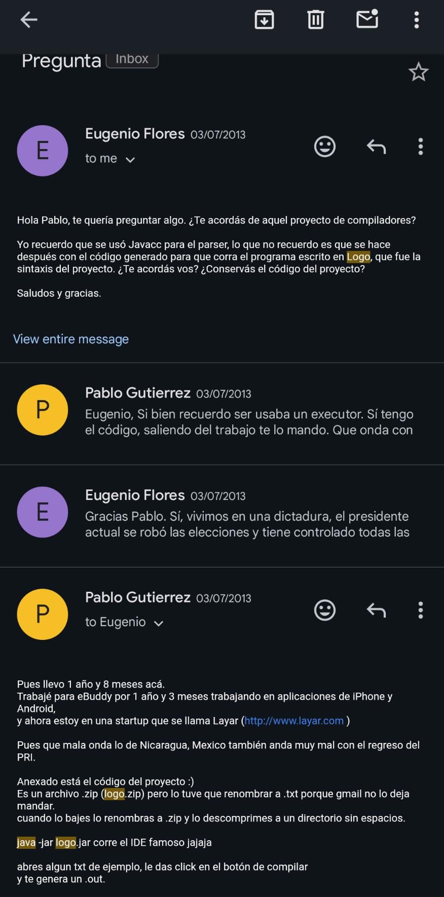 Email conversation