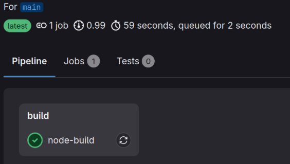 Gitlab CI sucessful pipeline node-build job